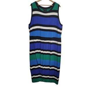 Lane Bryant Sleeveless Maxi Dress Women's Size 26/28 Blue White Black Green